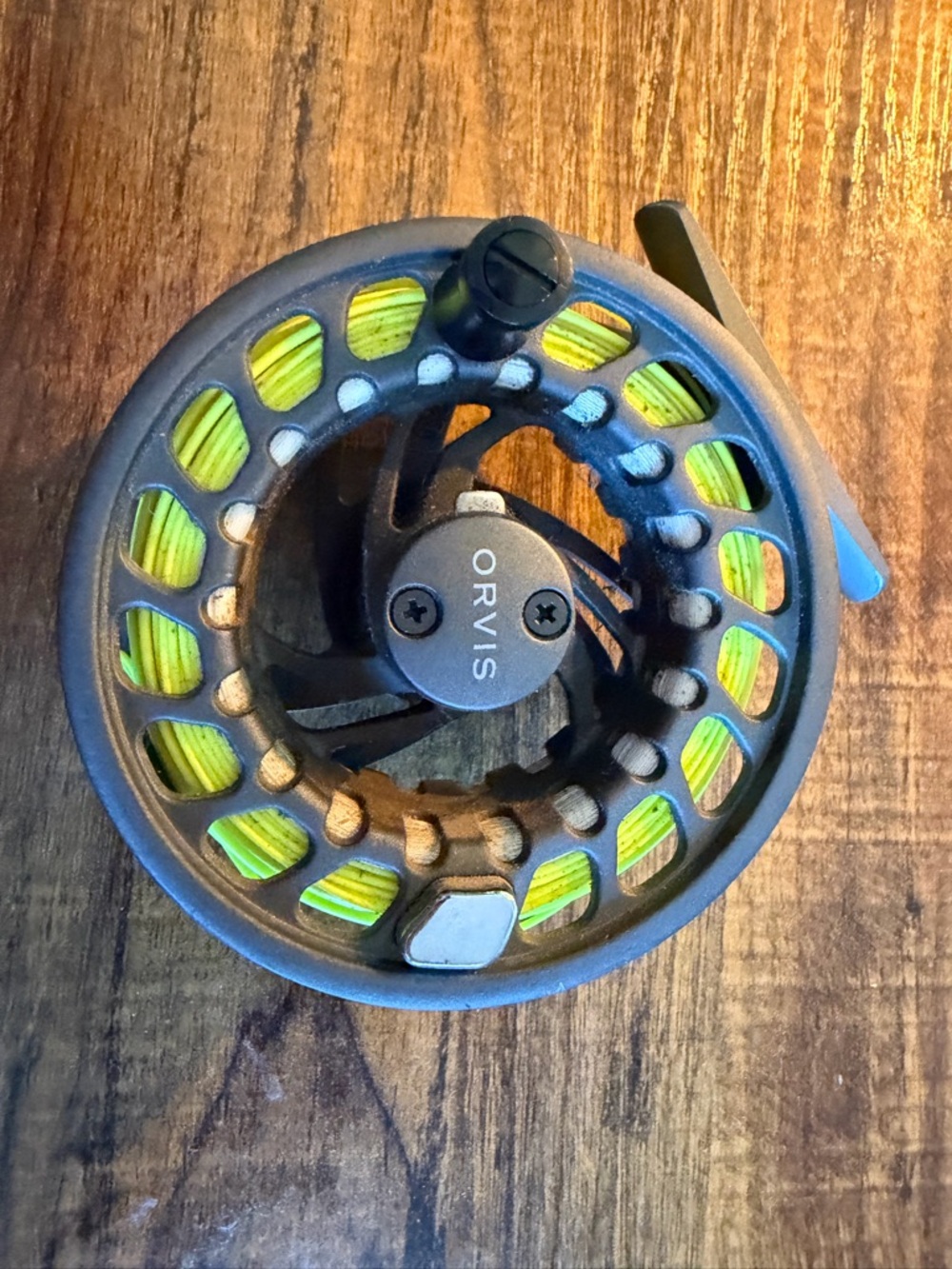 Orvis Matte Gray Fly Reel with Neon Yellow Line